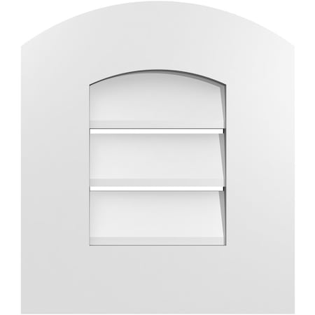 Ekena Millwork Arch Top Surface Mount PVC Gable Vent: Non-Functional, w/ 3-1/2"W x 1"P Standard Frame, 14"W x 14"H GVPAR14X1401SN
